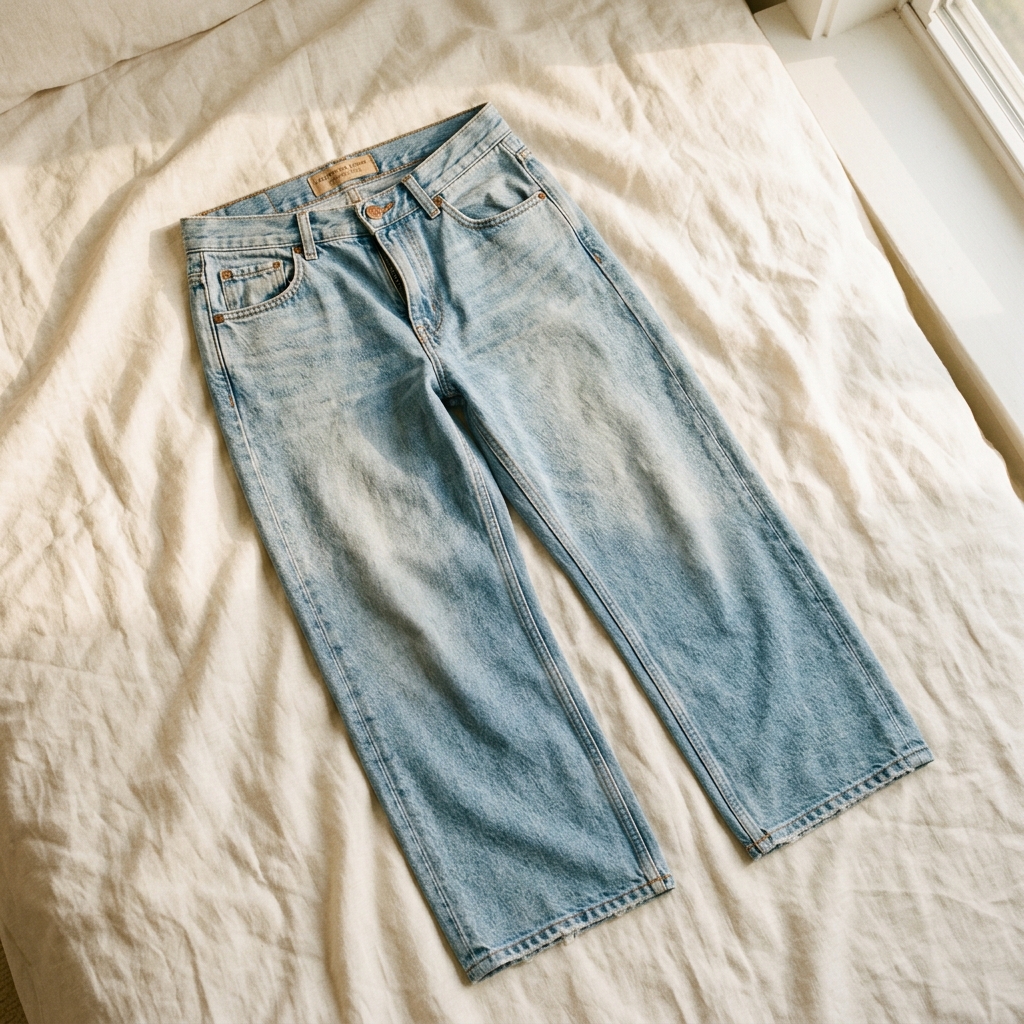 Light Wash Wide-Leg Denim Jeans