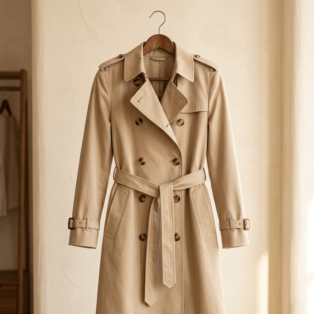 Classic Double-Breasted Beige Trench
